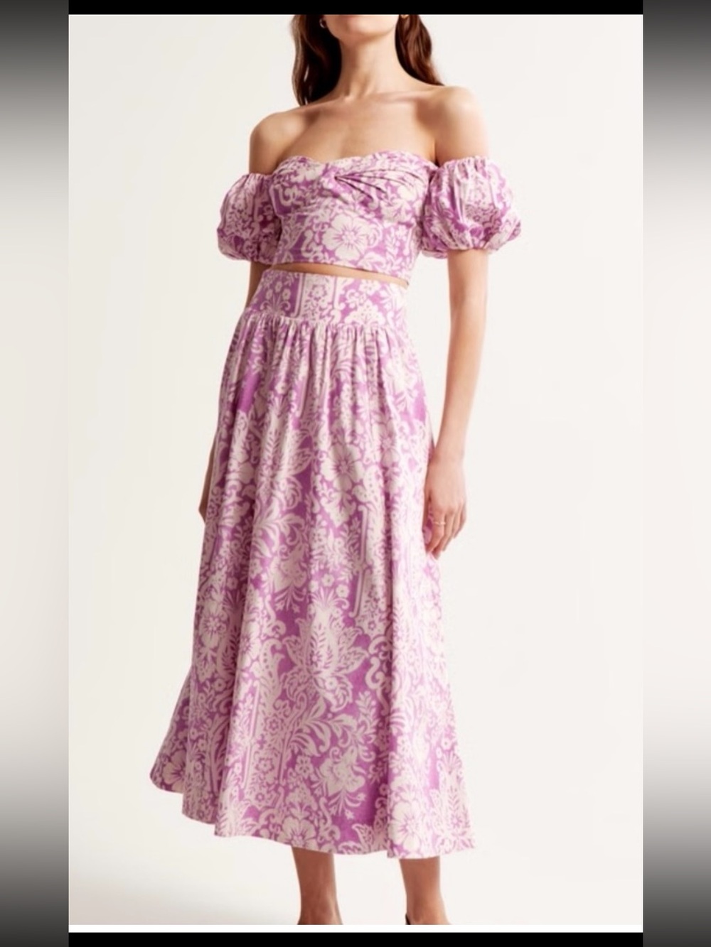 Abercrombie And Fitch Boho Floral Maxi Skirt And Blouse SET Sz L/LP Beach Resort